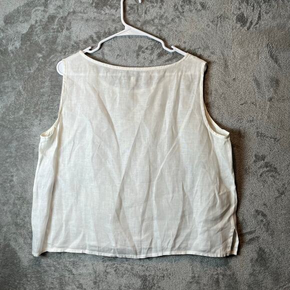Eileen Fisher 100% Irish Linen Tank Top White Size Large Lagenlook Minimalist - Picture 3 of 7